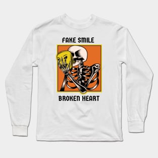 Fake Smile Broken Heart Long Sleeve T-Shirt